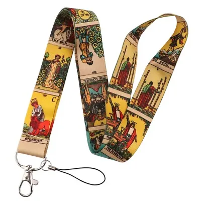 Tarot Card Print Key Lanyard Neck Strap W/ Quick Release Buckle ID Badge Holder • £3.80