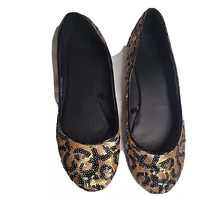 NY&CO Ballet Flats Sequined Animal Print Casual Flats Size 9 Women's Relaxed • $21.25