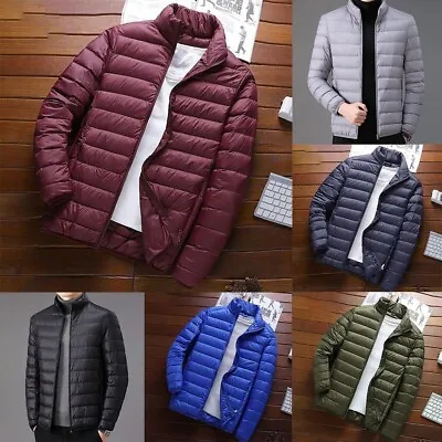Mens Duck Down Jacket Winter Ultralight Coat Hooded Puffer Jacket Bubble Coats • $23.24