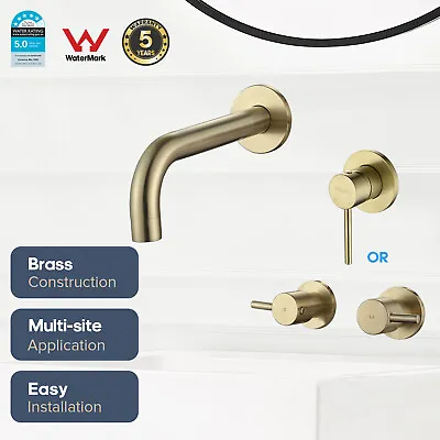 Decaura Bath Water Spout With Mixer Wall Mount Brushed Gold Bathroom Brass Basin • $124.99