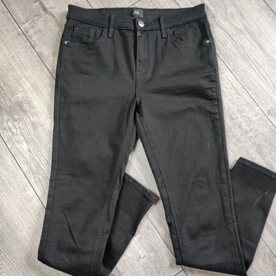 £18.61 • Buy River Island Black Mid Waist Skinny Leg Denim Jeans Size 12 Reg Leg Five Pocket
