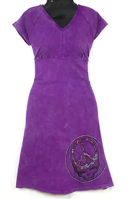 $39.99 • Buy Women's Casual Dress Grateful Dead Purple Cap Sleeve Petite Hippie Sundress