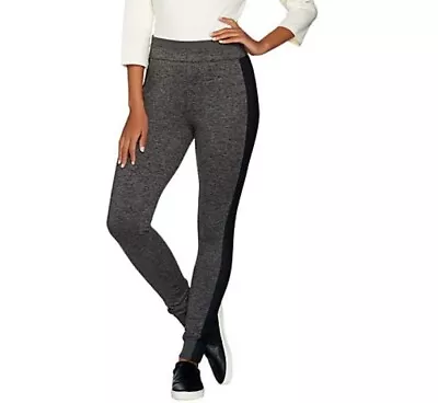 H By Halston Charcoal Sz L Space Dye Leggings With Mesh Panels 28  In. A288328 • £23.15