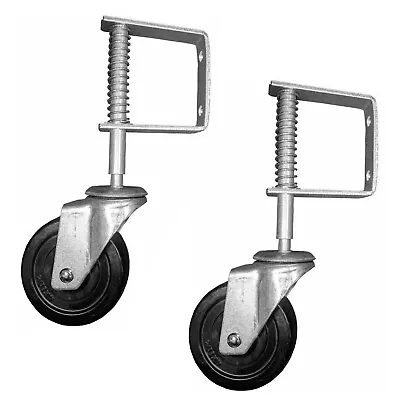 2 X SPRING LOADED HEAVY DUTY GATE WHEELS Farm Timber Door 4  Swivel Wheel Fence • £15.99