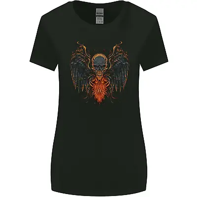 Fallen Angel Skull Demon Wing Flames Womens Wider Cut T-Shirt • £9.99