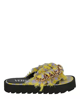 Versace Womens Tweed Chain Platform Sandals • $265.99