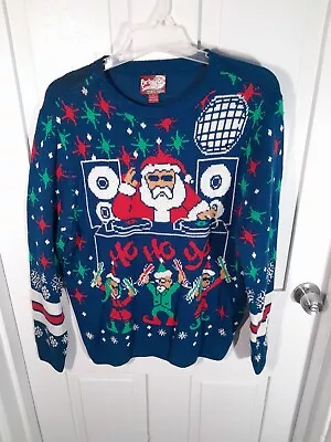 Ugly Christmas Sweater Santa DJ Party Dancing Elf Disco Large December 25 Funny • $24.99