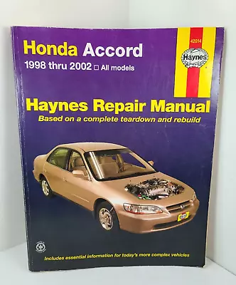 Haynes 42014 Repair Manual For Honda Accord 1998 - 2002 All Models • $19.99