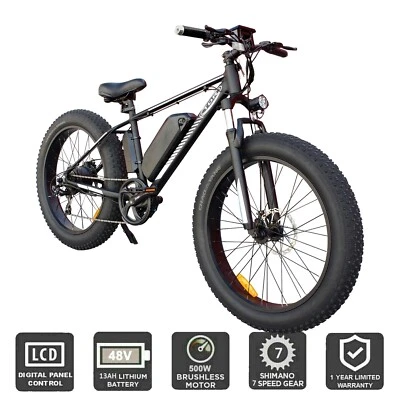 $1439.95 • Buy 26 INCH ELECTRIC MTB MOUNTAIN BIKE 500W EBIKE E FAT TYRE 26 X 4  BICYCLE E-BIKE