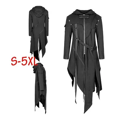 Men's Zipper Asymmetrical Hoodie Jacket Coat Retro Punk Style Party Outwear • $45.50