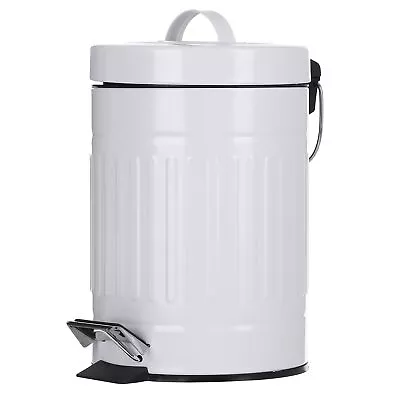 Mini Metal Pedal Bin Round Step Pet Trash With Lid And Handle Small Garbage... • $37.52