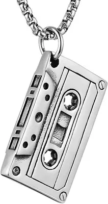 Retro Tape Necklace - Double Sided Cassette Music Tape Pendent Hip Hop Jewelry • $11.99