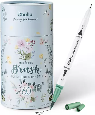 Ohuhu Dual Tips Art Markers Pen Coloring Brush Fineliner Color Pens 60 Colors O • $39.42