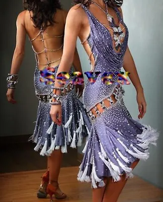 $399.99 • Buy U5629 Ballroom Gown Women Rumba Latin Salsa Dance Professional Dress Custom Made