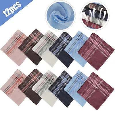12Pcs Men Handkerchiefs Classic Hankies Cotton Hanky Pocket Square Perfect Women • $10.48