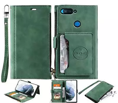 Xiaomi Mi 8 Lite Suede Wallet Case Zip Pouch Back Pocket/Stand Lanyard • $13.50