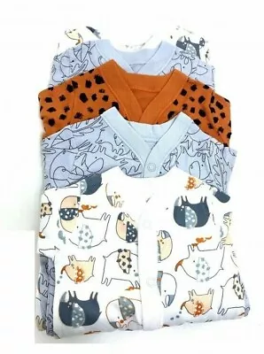 £14.99 • Buy Ex Store Boy 5 Pack Elephant Animal Print Sleepsuit Babygrow NB - 24 Month  NEW