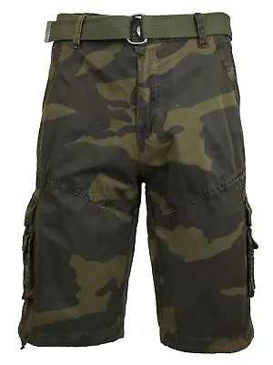 Mens Belted Cargo Shorts Distressed Cotton Vintage Lounge Hiking Sizes 30-48 NEW • $19.99