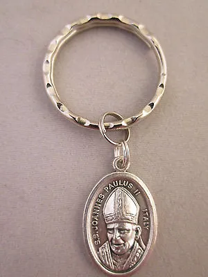 Silver Plated Pope John Paul II  / The Vatican Medal Italy Key Ring • $12.95