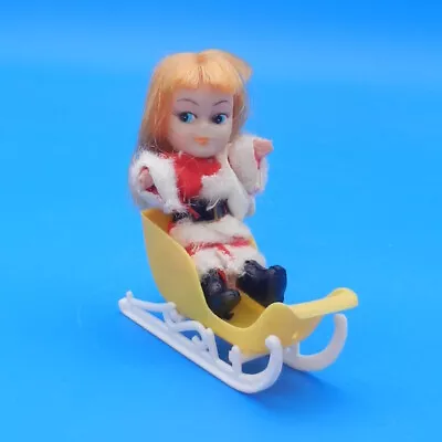 Vintage Liddle Kiddles Era LITTLE MISS SANTA Doll On Sleigh Clone 1960s • $24.95