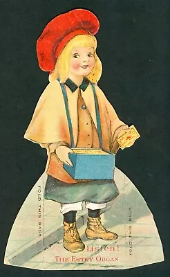 Match Seller Girl Occupations Paper Doll Advertising  Estey Organ Die Cut 1890s  • $24.99