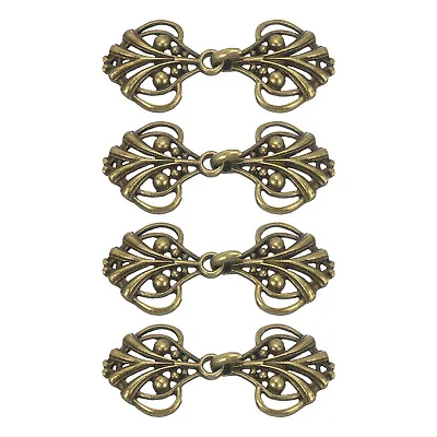 Cloak Clasp 4 Pairs Sew On Hooks And Eyes Vintage Cape Clasps Buckles(Bronze) • £7.80