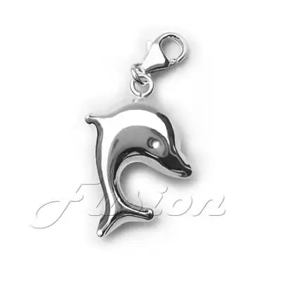 Solid .925 Sterling Silver Dolphin Charm Clip-on ADD CHARM TO BRACELET CH18 • £8.99