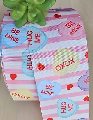 5/8 7/8 1.5 & 3  (1 YD) Valentine's Day Grosgrain Ribbon Candy Hearts Love • $2.55