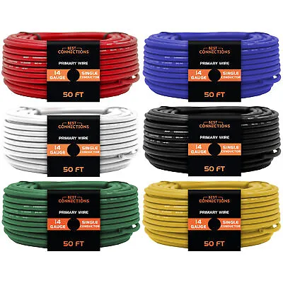 14 Gauge Car Audio Primary Wire (50ft–6 Rolls)– Remote Power/Ground Electrical • $27.95