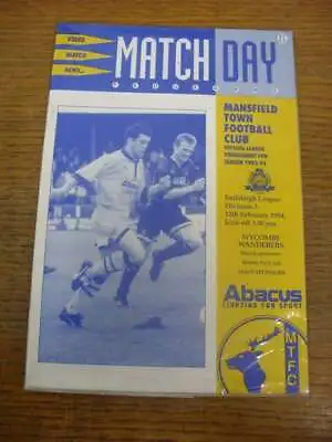 12/02/1994 Mansfield Town V Wycombe Wanderers [1st League Season Wycombe] • £4.99