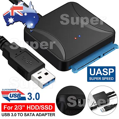 $10.05 • Buy USB 3.0 To 2.5 /3.5  SATA Hard Drive Adapter Cable/UASP To USB3.0 Converter AU