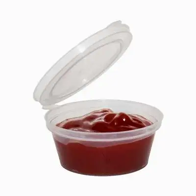 4oz /110ml STRONG Clear Hinged Lid Plastic Re-usable Containers Pots Baby Food • £6.90