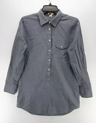 J Crew Shirt Women XS Blue 1/2 Button Up Long Sleeve Chambray Tunic Preppy • $27.29