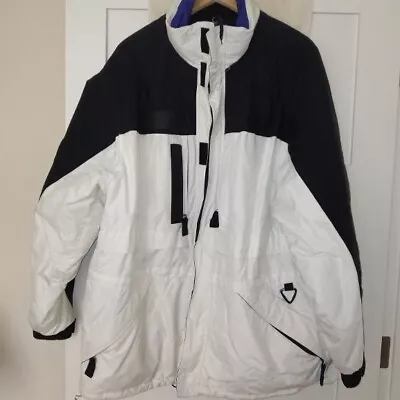 Eddie Bauer Mens Ebtek Ski Parka Hooded Removable  White/BLK 2XL Good Condition • $50