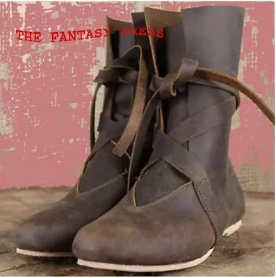 Medieval Viking Leather Boots Renaissance Mens Boots High Quality Shoes • $68.49