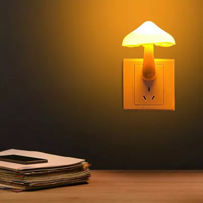 £4.19 • Buy LED Night Light Mushroom Wall Socket Lamp EU Plug Warm White Light-control UK