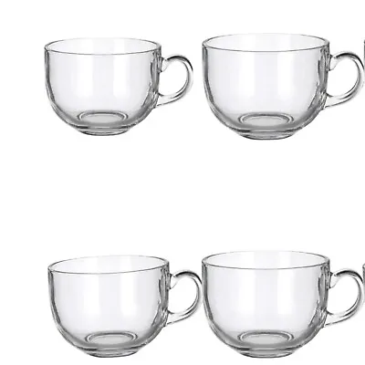 4pcs 15oz Plain Clear Glass Coffee Mug Hot Latte Cappuccino Tea Drinking Cup • £9.90