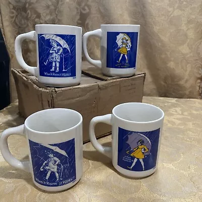 4 Vintage 1980 Morton Salt Co. Ceramic Commemorative Ad Mugs • $16