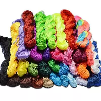 2mm RATTAIL SILKY SATIN CORD THREAD 10 MTRS  MACRAME 20 COLOUR CHOICE  • £2.59