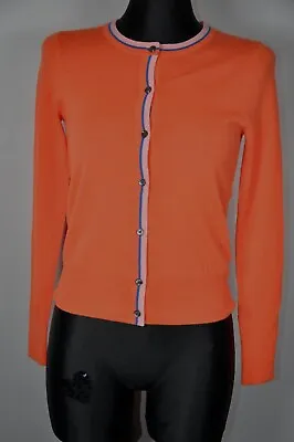 J.Crew Collection Jackie Tipped Lightweight Merino Wool Orange Cardigan Size XS • $64