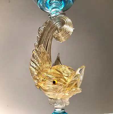 Murano Glass. Venetian Dolphin Candlestick.  Early 20th Century. • $485