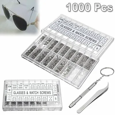 $14.54 • Buy 1000PCS Glasses Sunglasses Screw Nut Screwdriver Assorted Kit Repair Tool Kit