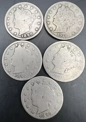 Lot Of 5 Liberty V Nickels TOUGH DATES • $29.99