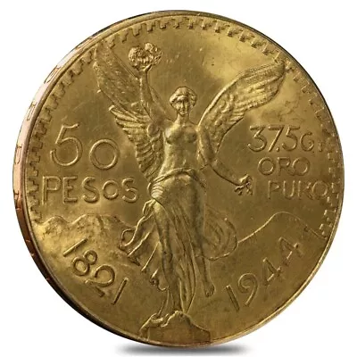 1944 Mexico 50 Pesos Gold Coin AU/BU • $3177.44