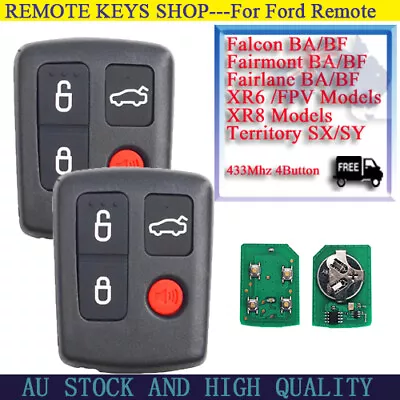 2 Pcs 433MHZ Remote Car Keypad/Key For Ford BA BF Falcon Sedan/Wagon 4 Button • $29.32