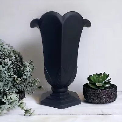 Rare Vintage Davidson Jet Black Satin Frosted Glass Vase Art Deco C1930 • £59