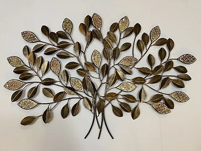 Large Metal Wall Art - Tree Branch With Gold Colored Leaves  - 38  X 25  - Used • $26