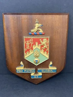 Pro Patria Gloria ET 7 Military Regiment Insignia Shield Plaque Vintage Sign 12  • $52
