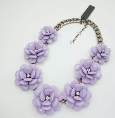 J.Crew Rose Wreath Statement Necklace Purple ~Gorgeous~ • $39.88