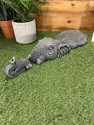 Stone Garden 3 Piece Laying Submerged Elephant Statue Gift Ornament • £29.95